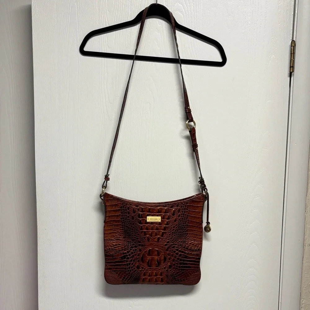 Brahmin‎ Brown Croc-Embossed Crossbody Bag